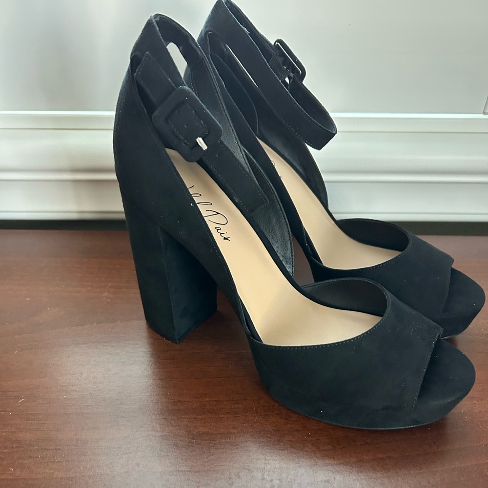 Wild Pair Black Open-Toe Heels